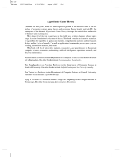 Algorithmic Game Theory - Cambridge University Press