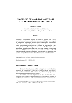 MODELING DEMAND FOR MORTGAGE LOANS USING LOAN