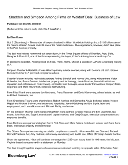 Skadden and Simpson Among Firms on Waldorf Deal