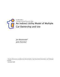 An Indirect Utility Model of Multiple Car Ownership and