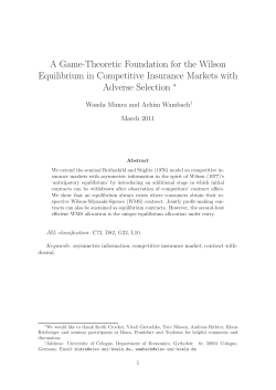 A Game-Theoretic Foundation for the Wilson Equilibrium in