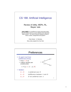 cs188 Review of Utility, MDPs, RL