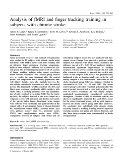 Analysis of fMRI and finger tracking training in subjects with chronic