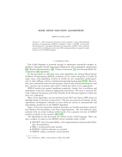 SOME MINLP SOLUTION ALGORITHMS 1. Introduction The GAMS