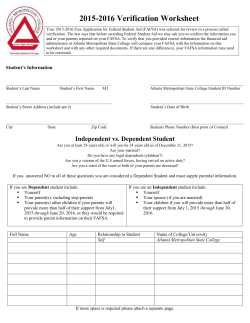 2015-2016 Verification Worksheet - Atlanta Metropolitan State College
