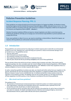 PPG 21 Pollution incident response planning