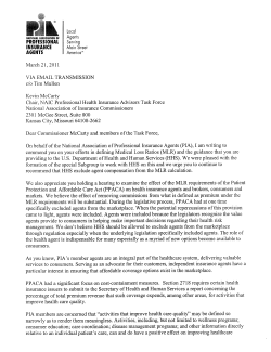 letter - National Association of Professional Insurance Agents