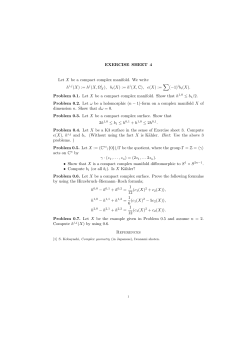 EXERCISE SHEET 4 Let X be a compact complex manifold. We