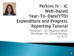 Perkins IV Web-based Year-To-Date Expenditure and Progress