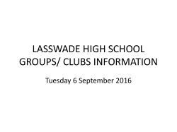 LASSWADE HIGH SCHOOL GROUPS/ CLUBS INFORMATION