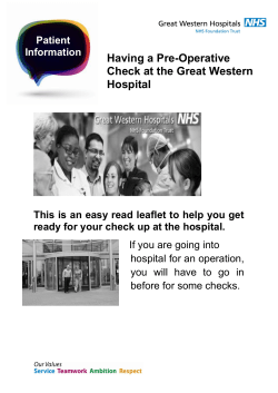 Having a Pre-Operative Check at the Great Western Hospital