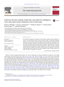 Collective decision making, leadership, and collective intelligence