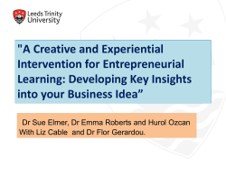2A A creative and experiential intervention for entrepreneurial learning