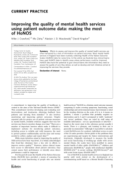 Improving the quality of mental health services