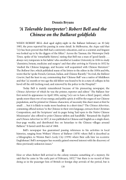 Robert Bell and the Chinese on the Ballarat goldfields