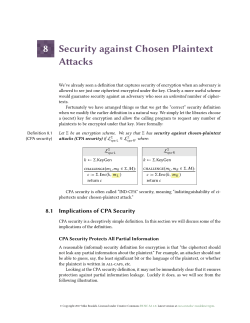 Security against Chosen Plaintext Attacks