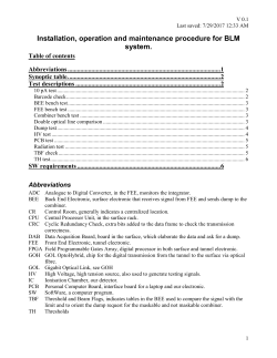 Installation , operation and maintenance procedure for BLM system