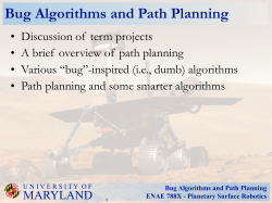 Bug Algorithms and Path Planning