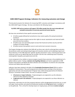 Indicators for measuring outcomes and change
