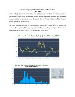 Inflation Targeting in Mauritius: Time to Make a Move May 2014