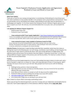 Portland to Coast Team Captains