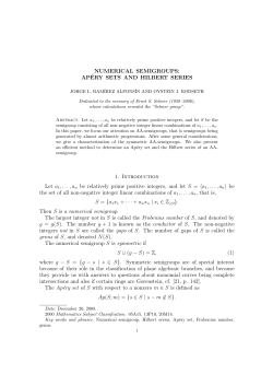 NUMERICAL SEMIGROUPS: AP&Eacute;RY SETS AND HILBERT SERIES