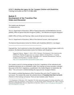 Trainer`s Guide for Module 9 - Center for Parent Information and