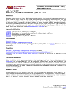 Select Agents and Toxins