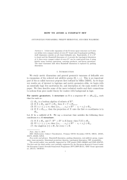 HOW TO AVOID A COMPACT SET 1. Introduction We