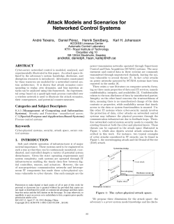Attack Models and Scenarios for Networked Control Systems