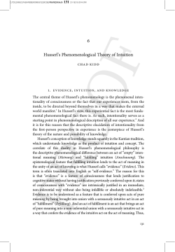Husserl`s Phenomenological Theory of Intuition