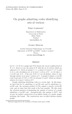 On graphs admitting codes identifying sets of vertices
