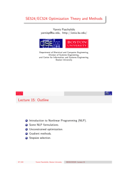 SE524/EC524 Optimization Theory and Methods