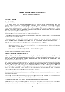 GENERAL TERMS AND CONDITIONS APPLICABLE TO