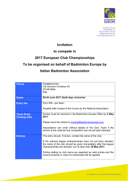 Invitation to compete in 2017 European Club Championships To be
