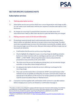 SECTOR SPECIFIC GUIDANCE NOTE Subscription services