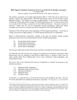 RISE Impact Evaluation: Proposal for First 21 out of 60 GNs for