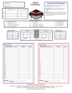 2014-15 Game Report - National Premier Leagues