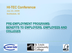 Pre-Employment programs: BENEFITS TO Employers, employees