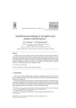 Equilibrium and arbitrage in incomplete asset markets