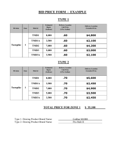 BID PRICE FORM - EXAMPLE TYPE 1 TYPE 2