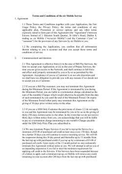 Terms and Conditions of the eir Mobile Service 1. Agreement 1.1
