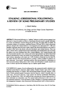 stalking (obsessional following): a review of some