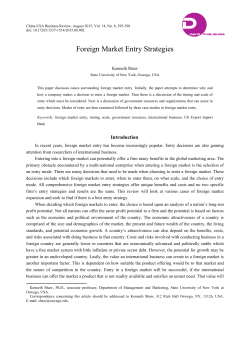 Foreign Market Entry Strategies