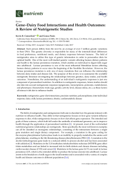 Gene&ndash;Dairy Food Interactions and Health Outcomes: A