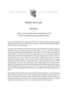 The appeal of Hatem Ben Arfa dismissed by the CAS