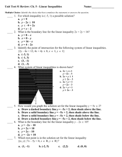 Unit Test #1 Review: Ch. 5 - Linear Inequalities Answer Section