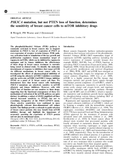 PIK3CA mutation, but not PTEN loss of function, determines