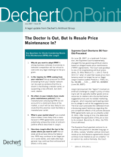 The Doctor Is Out, But Is Resale Price Maintenance In?