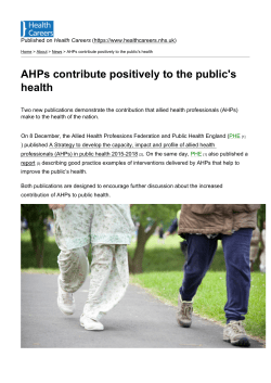 AHPs contribute positively to the public`s health